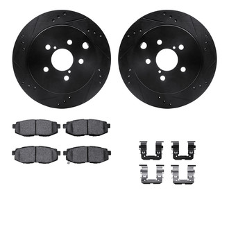 R1 Concepts® - eLINE Series Drilled and Slotted Rear Brake Kit with Ceramic Pads