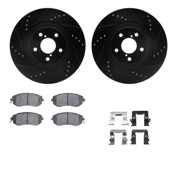  R1 Concepts® - eLINE Series Drilled and Slotted Front Brake Kit with Ceramic Pads