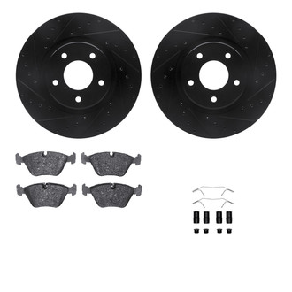 R1 Concepts® - eLINE Series Drilled and Slotted Front Brake Kit with Ceramic Pads