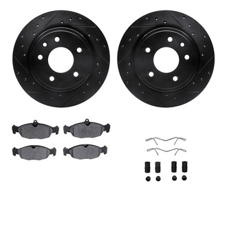 R1 Concepts® - eLINE Series Drilled and Slotted Rear Brake Kit with Ceramic Pads