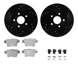R1 Concepts® - eLINE Series Drilled and Slotted Rear Brake Kit with Ceramic Pads