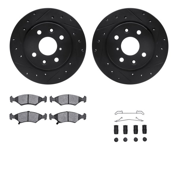  R1 Concepts® - eLINE Series Drilled and Slotted Front Brake Kit with Ceramic Pads