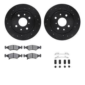 R1 Concepts® - eLINE Series Drilled and Slotted Front Brake Kit with Ceramic Pads