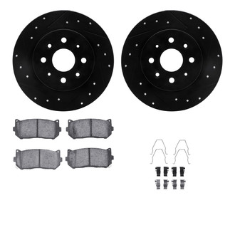 R1 Concepts® - eLINE Series Drilled and Slotted Rear Brake Kit with Ceramic Pads