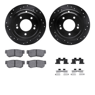 R1 Concepts® - eLINE Series Drilled and Slotted Rear Brake Kit with Ceramic Pads
