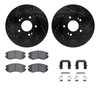 R1 Concepts® - eLINE Series Drilled and Slotted Front Brake Kit with Ceramic Pads