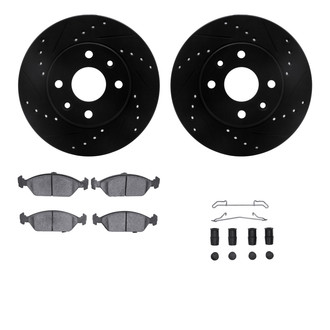 R1 Concepts® - eLINE Series Drilled and Slotted Front Brake Kit with Ceramic Pads