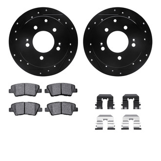 R1 Concepts® - eLINE Series Drilled and Slotted Rear Brake Kit with Ceramic Pads
