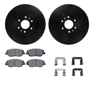 R1 Concepts® - eLINE Series Drilled and Slotted Front Brake Kit with Ceramic Pads