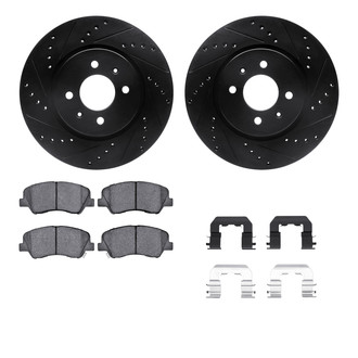 R1 Concepts® - eLINE Series Drilled and Slotted Front Brake Kit with Ceramic Pads