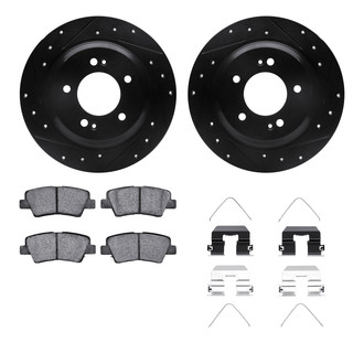 R1 Concepts® - eLINE Series Drilled and Slotted Rear Brake Kit with Ceramic Pads