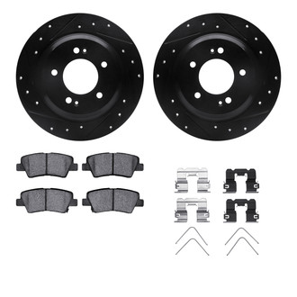 R1 Concepts® - eLINE Series Drilled and Slotted Rear Brake Kit with Ceramic Pads