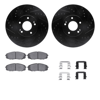 R1 Concepts® - eLINE Series Drilled and Slotted Front Brake Kit with Ceramic Pads