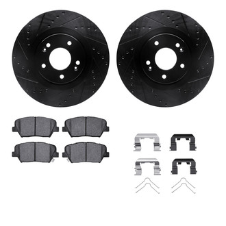 R1 Concepts® - eLINE Series Drilled and Slotted Front Brake Kit with Ceramic Pads