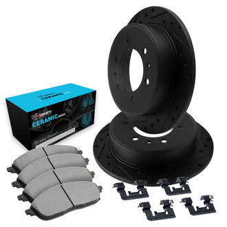 R1 Concepts® - eLINE Series Drilled and Slotted Rear Brake Kit with Ceramic Pads