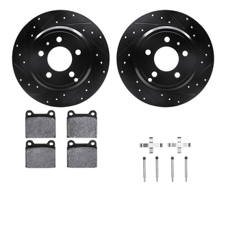 R1 Concepts® - eLINE Series Drilled and Slotted Rear Brake Kit with Ceramic Pads