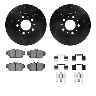 R1 Concepts® - eLINE Series Drilled and Slotted Front Brake Kit with Ceramic Pads