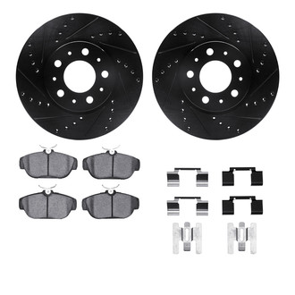 R1 Concepts® - eLINE Series Drilled and Slotted Front Brake Kit with Ceramic Pads