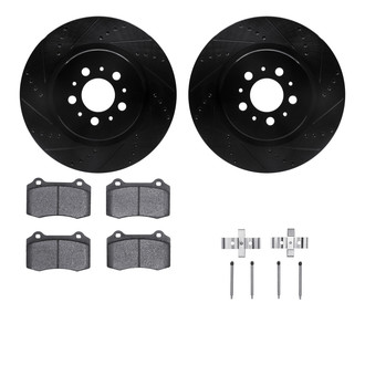 R1 Concepts® - eLINE Series Drilled and Slotted Rear Brake Kit with Ceramic Pads