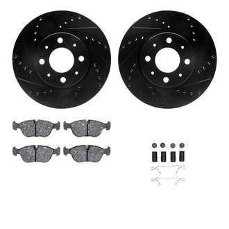 R1 Concepts® - eLINE Series Drilled and Slotted Front Brake Kit with Ceramic Pads