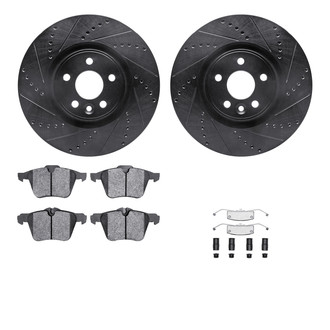 R1 Concepts® - eLINE Series Drilled and Slotted Front Brake Kit with Ceramic Pads