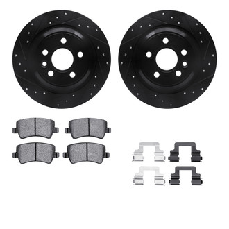 R1 Concepts® - eLINE Series Drilled and Slotted Rear Brake Kit with Ceramic Pads