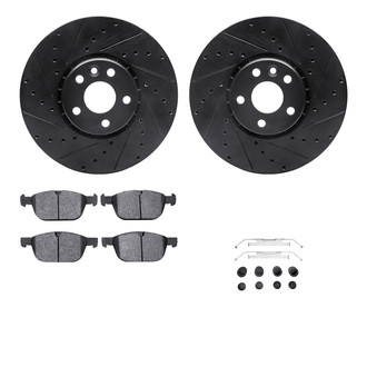 R1 Concepts® - eLINE Series Drilled and Slotted Front Brake Kit with Ceramic Pads