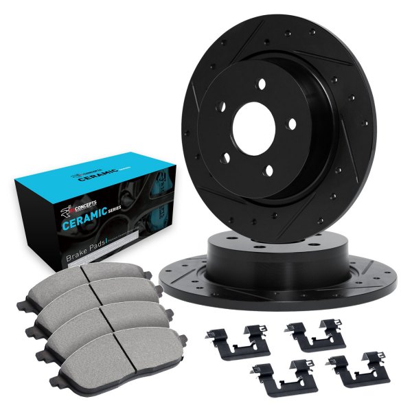  R1 Concepts® - Drilled and Slotted Rear Brake Kit with Ceramic Pads