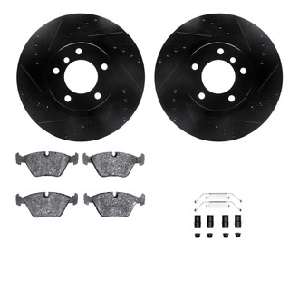 R1 Concepts® - eLINE Series Drilled and Slotted Front Brake Kit with Ceramic Pads