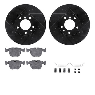 R1 Concepts® - eLINE Series Drilled and Slotted Front Brake Kit with Ceramic Pads