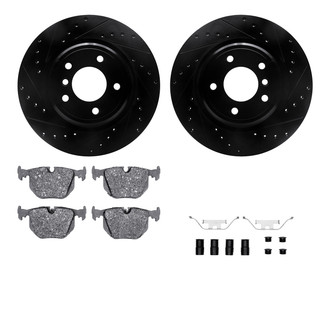 R1 Concepts® - eLINE Series Drilled and Slotted Rear Brake Kit with Ceramic Pads