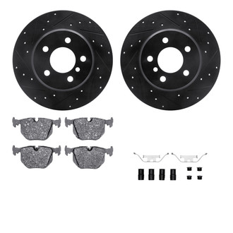 R1 Concepts® - eLINE Series Drilled and Slotted Rear Brake Kit with Ceramic Pads