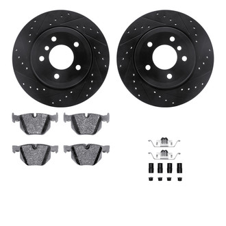 R1 Concepts® - eLINE Series Drilled and Slotted Rear Brake Kit with Ceramic Pads