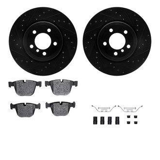 R1 Concepts® - eLINE Series Drilled and Slotted Rear Brake Kit with Ceramic Pads