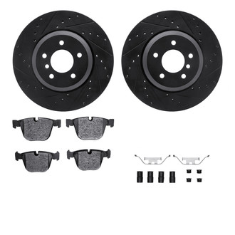 R1 Concepts® - eLINE Series Drilled and Slotted Rear Brake Kit with Ceramic Pads