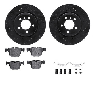 R1 Concepts® - eLINE Series Drilled and Slotted Rear Brake Kit with Ceramic Pads