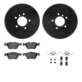 R1 Concepts® - eLINE Series Drilled and Slotted Front Brake Kit with Ceramic Pads