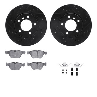R1 Concepts® - eLINE Series Drilled and Slotted Front Brake Kit with Ceramic Pads
