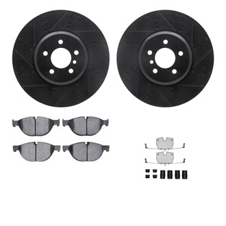 R1 Concepts® - eLINE Series Drilled and Slotted Front Brake Kit with Ceramic Pads