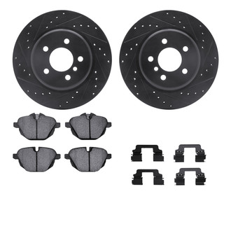 R1 Concepts® - eLINE Series Drilled and Slotted Rear Brake Kit with Ceramic Pads