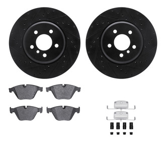 R1 Concepts® - eLINE Series Drilled and Slotted Front Brake Kit with Ceramic Pads