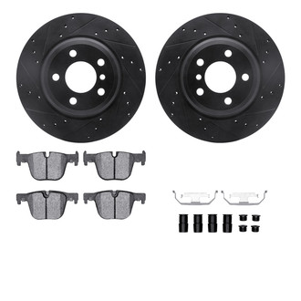 R1 Concepts® - eLINE Series Drilled and Slotted Rear Brake Kit with Ceramic Pads