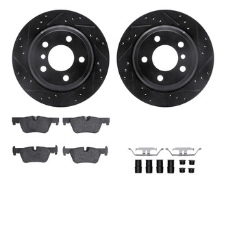 R1 Concepts® - eLINE Series Drilled and Slotted Rear Brake Kit with Ceramic Pads
