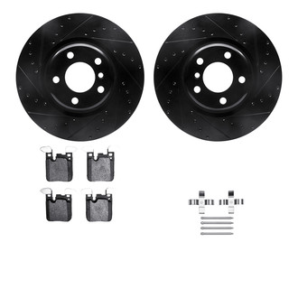 R1 Concepts® - eLINE Series Drilled and Slotted Rear Brake Kit with Ceramic Pads