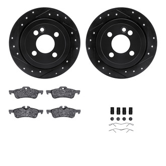 R1 Concepts® - eLINE Series Drilled and Slotted Rear Brake Kit with Ceramic Pads