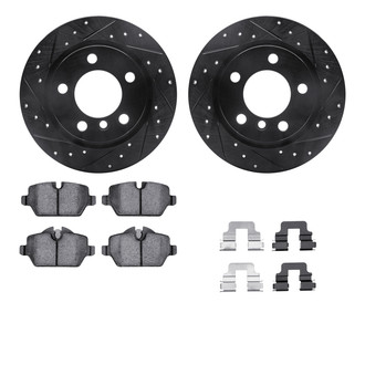 R1 Concepts® - eLINE Series Drilled and Slotted Rear Brake Kit with Ceramic Pads