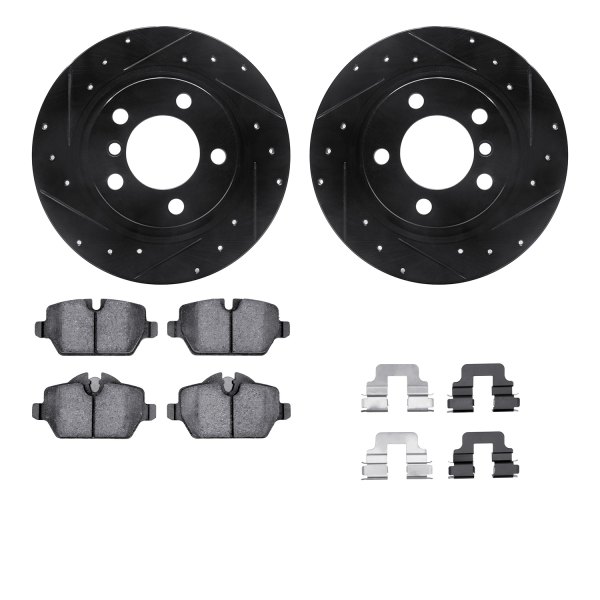  R1 Concepts® - Drilled and Slotted Rear Brake Kit with Ceramic Pads