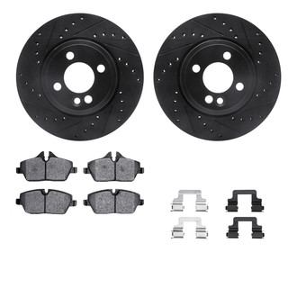R1 Concepts® - eLINE Series Drilled and Slotted Front Brake Kit with Ceramic Pads