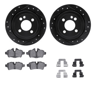 R1 Concepts® - eLINE Series Drilled and Slotted Rear Brake Kit with Ceramic Pads