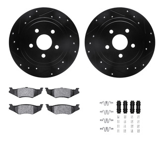 R1 Concepts® - eLINE Series Drilled and Slotted Rear Brake Kit with Ceramic Pads